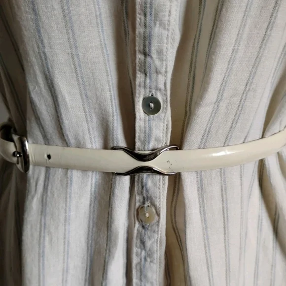 Liz Claiborne Genuine Italian Leather Belt White Silver Skinny  Size Medium - Picture 8 of 11